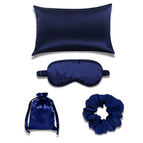 4-in-1 Butter Silk Gift Set | 100% Ice Silk - Navy Blue